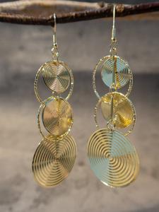 Threaded metal disc earrings