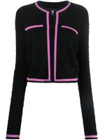 Karl Lagerfeld cardigan à bords rayés - Noir