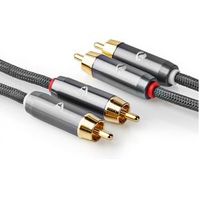 Stereo-Audiokabel | 2x RCA Male - 2x RCA Male | Gun Metal Grey | Gevlochten kabel