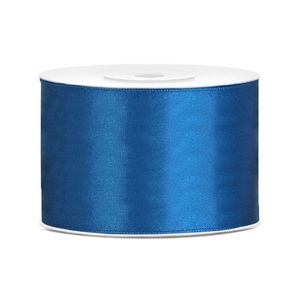 1x Blauwe satijnlint rollen 5 cm x 25 meter cadeaulint verpakkingsmateriaal   -