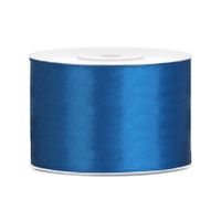 1x Blauwe satijnlint rollen 5 cm x 25 meter cadeaulint verpakkingsmateriaal   - - thumbnail