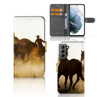 Samsung Galaxy S21 FE Telefoonhoesje met Pasjes Design Cowboy - thumbnail