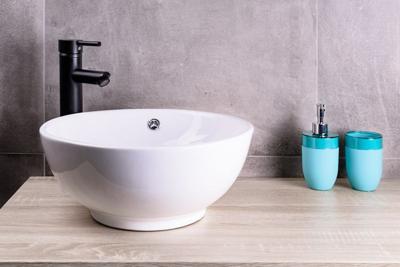 Saniclear Rema waskom set incl. hoge kraan zwart Saniclear Rema waskom set incl. hoge kraan zwart