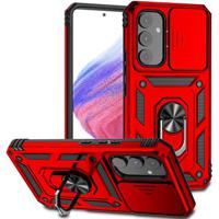 Samsung Galaxy A54 5G Rotary Ring Hybrid Case with Camera Shield - Rood - thumbnail