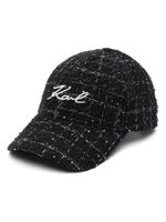 Karl Lagerfeld casquette en tweed à motif K/Signature - Noir