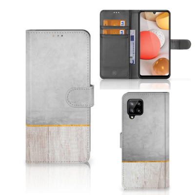 Samsung Galaxy A42 5G Book Style Case Wood Concrete Samsung Galaxy A42 5G Book Style Case Wood Concrete