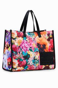 Extra grote shopper met bloemenpatch - RED - U