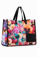 Extra grote shopper met bloemenpatch - RED - U - thumbnail