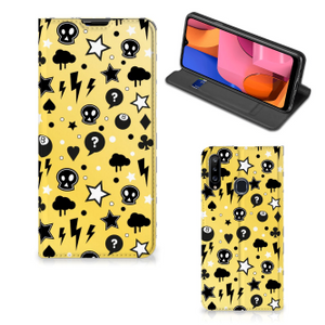 Mobiel BookCase Samsung Galaxy A20s Punk Geel