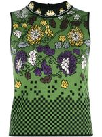 Kenzo mock-neck floral intarsia-knit vest - Vert