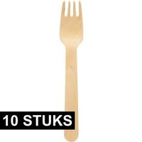 10x Houten gebaksvorkjes/taartvorkjes 16 cm wegwerp bestek - Pannenkoeken eten