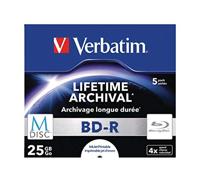 Verbatim MDISC BD-R met 25 GB - 4x brandsnelheid, duurzame Blu-Ray Disc, 5 Pack Jewel Case, zilver