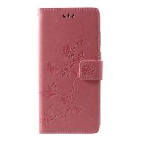 Shop4 - Samsung Galaxy A9 (2018) Hoesje - Wallet Case Vlinder Patroon Licht Roze