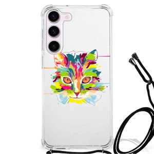 Samsung Galaxy S23 Stevig Bumper Hoesje Cat Color