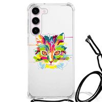 Samsung Galaxy S23 Stevig Bumper Hoesje Cat Color