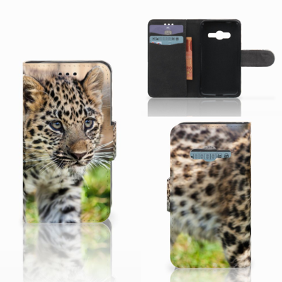 Samsung Galaxy Trend 2 Telefoonhoesje met Pasjes Baby Luipaard Samsung Galaxy Trend 2 Telefoonhoesje met Pasjes Baby Luipaard