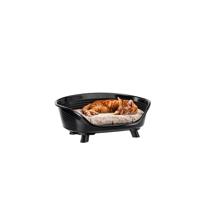 Ferplast Honden- en kattenbed met katoenen kussen, verhoogde kennel voor kleine honden, gerecycled plastic, binnenbed voor honden en katten, ademend en antislip, THRONE 61,5 x 45 xh 26 cm, zwart