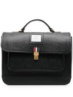 Thom Browne sac à dos en cuir grainé - Noir