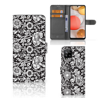 Samsung Galaxy A42 5G Hoesje Black Flowers - thumbnail