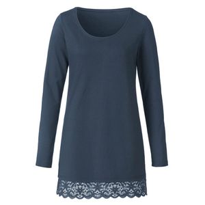 Longshirt met kant van bio-katoen, nachtblauw Maat: 42