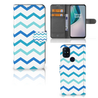 OnePlus Nord N10 Telefoon Hoesje Zigzag Blauw