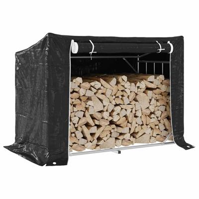 Haardhoutrek met regenhoes 151x80,5x110,5 cm staal
