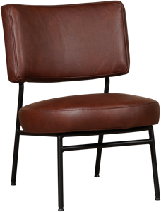 Donkercognac leren moderne retro fauteuil Rondo - Granada leer Cognac (donkercognac leer)