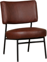 Donkercognac leren moderne retro fauteuil Rondo - Granada leer Cognac (donkercognac leer) - thumbnail