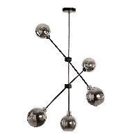 Hanglamp Enrico 5 lichts zwart/chroom fume glas