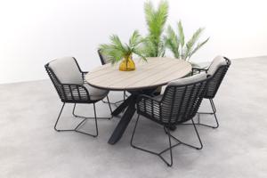 4 Seasons Fabrice antraciet / GI Edison 180 x 115 cm. tafel - ovale tuinset