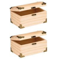 2x stuks houten kistjes ronde deksel 12 x 6,5 cm hobby/knutselmateriaal