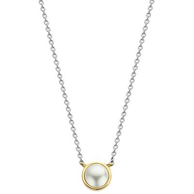 TI SENTO-Milano 34007YP Ketting Crystal Pearl zilver-parel goud- en zilverkleurig-wit 38-48 cm TI SENTO-Milano 34007YP Ketting Crystal Pearl zilver-parel goud- en zilverkleurig-wit 38-48 cm