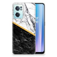 OnePlus Nord CE 2 5G TPU Siliconen Hoesje Marmer Wit Zwart - Origineel Cadeau Man