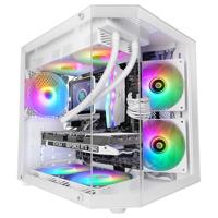 Mars Gaming MC-3TLITE, MicroATX Gaming Behuizing, Driedubbel Doorlopend Gehard Glas, Achterste FRGB Ventilator 120mm, Dubbelkamerstructuur, Compacte Mini Tower PC met Grote Interne Capaciteit, Wit
