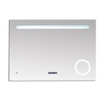 Badkamerspiegel Linet 100x70cm Geintegreerde LED Verlichting Touch Lichtschakelaar met Klok en Verlichting