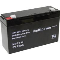 multipower PB-6-12-6,35 Loodaccu 6 V 12 Ah Loodvlies (AGM) (b x h x d) 151 x 99 x 50 mm Kabelschoen 6.35 mm Onderhoudsvrij, Geringe zelfontlading