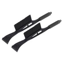Set van 2x stuks kunststof ijskrabber/raamkrabber zwart/grijs met borstel 53 cm