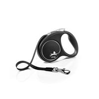 Flexi Zwarte Design Tape Zwart Kleine 5m Intrekbare Hondenriem/Lood voor honden tot 15kgs/33lbs