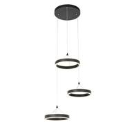 QAZQA Hanglamp zwart rond incl. LED 3-staps dimbaar 3-lichts - Lyani - thumbnail