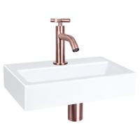 Differnz Flat fonteinset keramiek met kruisgreep kraan rood koper