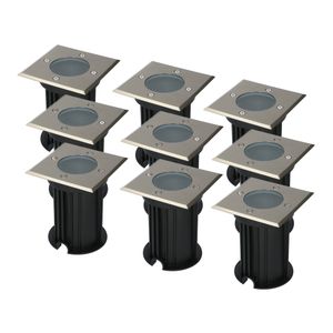 9x Ramsay dimbare LED Grondspot Vierkant RVS excl. lichtbron IP67 straal waterdicht 3 jaar garantie