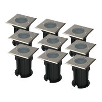 9x Ramsay dimbare LED Grondspot Vierkant RVS excl. lichtbron IP67 straal waterdicht 3 jaar garantie