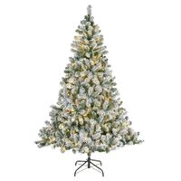 Bellatio Decorations kunst kerstboom - 210 cm - met sneeuw en verlichting