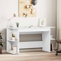 Bureau 140x50x75 cm bewerkt hout wit - thumbnail