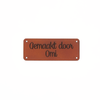 Leren label 'Gemaakt door Omi' 20x50mm - 3 stuks
