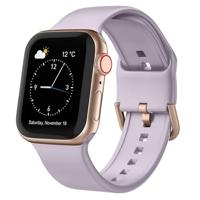 By Qubix - Soft siliconen bandje met gespsluiting - Pastel paars - Compatible met Apple Watch 38mm / 40mm / 41mm / 42mm - Compatible Apple watch