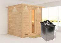 Karibu | Mojave Sauna met Dakkraag | Energiesparende Deur | Kachel 9 kW Geïntegreerde Bediening