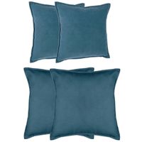 Bank/sierkussens huiskamer Sophia - set 4x stuks - Blauw - polyester - met rits - In 2 formaten - thumbnail