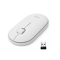 Logitech Pebble Draadloze muis met Bluetooth of 2.4 GHz-ontvanger, stille en slanke computermuis met stil klikken, voor laptop/notebook/iPad/pc/Mac/Chromebook - Wit