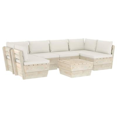 vidaXL 7-delige Loungeset met kussens pallet vurenhout vidaXL 7-delige Loungeset met kussens pallet vurenhout